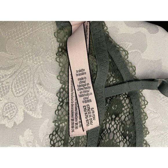 Victorias Secret size small green lace floral sheer bralette bra wire free sleep - Picture 7 of 9